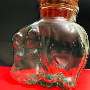Vtg MCM hippo glass cookie jar w/ cork lid Italy